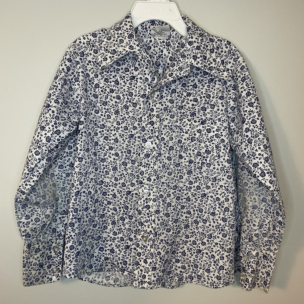 VTG 70s Sears Perma-Prest Disney Winnie the Pooh Floral Shirt Sz 6
